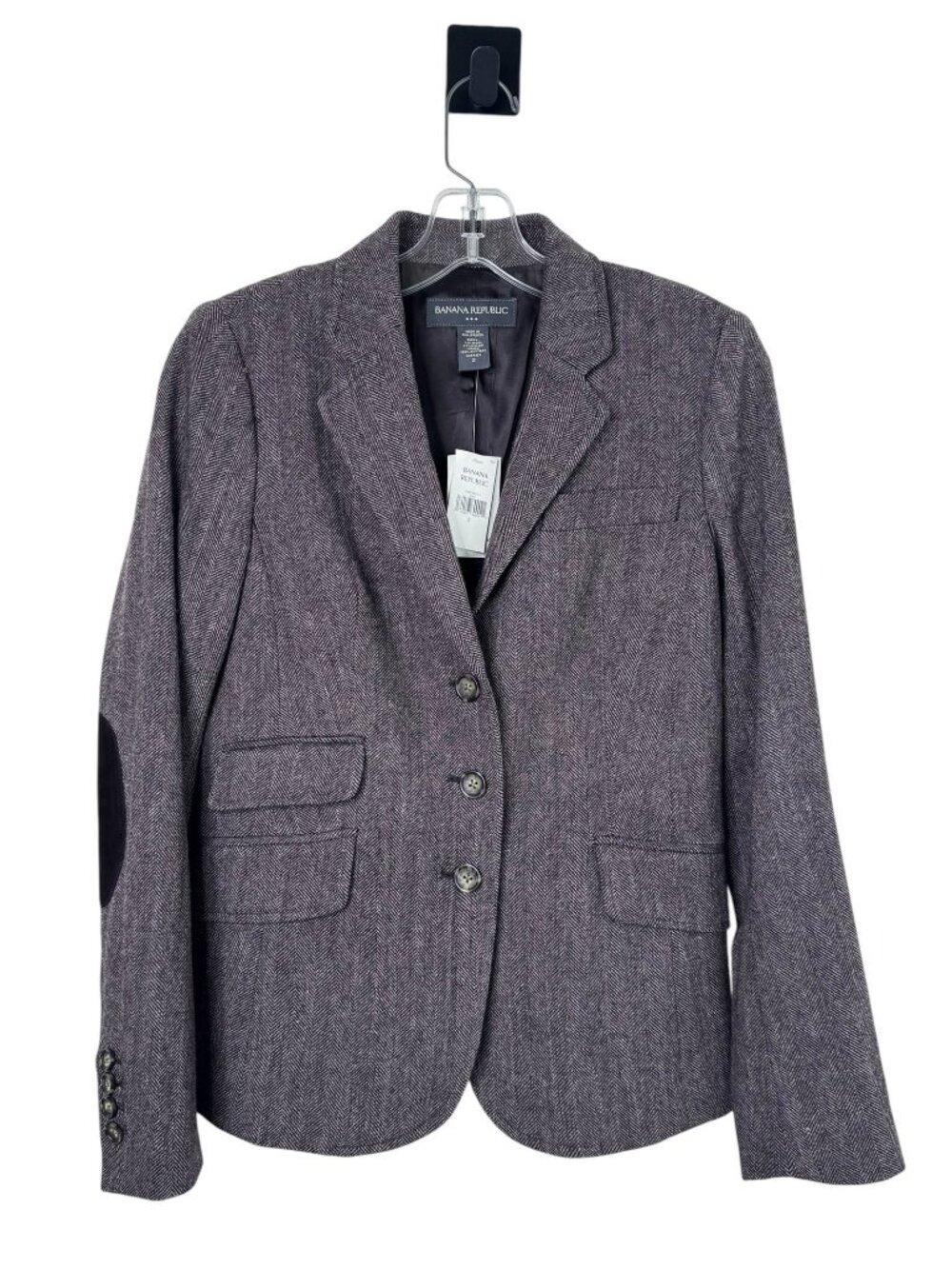 Banana Rebulic Tweed Jacket with Suede Elbow patches Size 2 NWT